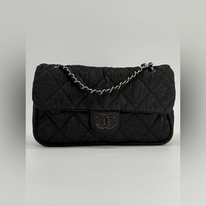 Chanel Le Marais Black Canvas Flap Shoulder Bag